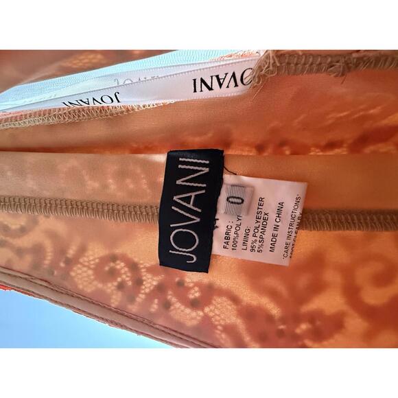 Jovani 08674 Orange Nude Plunging Neck Lace Dress Size 0 NWT - Picture 7 of 9